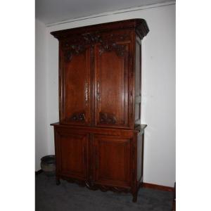 Late 1700s French Double-body Buffet In Normandy Style, Made Of Oak Wood