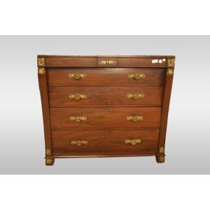 English Chest Of Drawers From The Mid-1800s, Empire Style, In Mahogany Wood