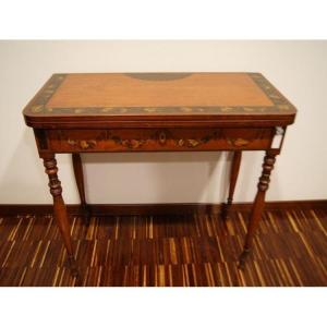 Magnifique Table A Jeu Sheraton De Style Anglais Du Début Des Années 1800 Riches Peintures