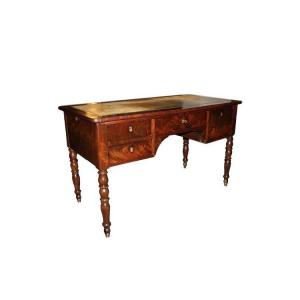 French Desk From The Mid-1800s, Louis Philippe Style, In Mahogany Wood And Mahogany Feather