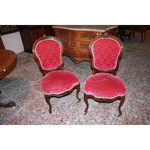 Group Of 4 French Chairs From The Second Half Of The 1800s, Louis-philippe Style