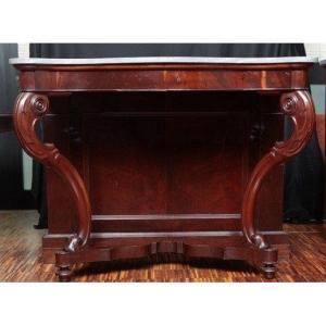 French Console Table From The Mid-1800s, Louis-philippe Style, In Mahogany Wood
