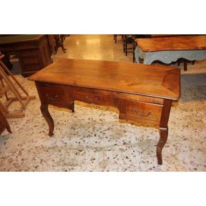 French Provençal Secretary Desk From The Late 1800s, In Walnut Wood. It Features Three Drawers 