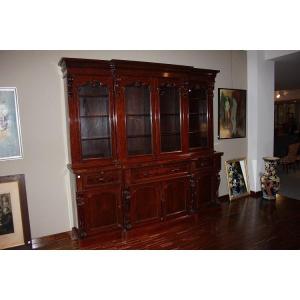Large English Bookcase From The First Half Of The 19th Century, Regency Style, In Mahogany Wood