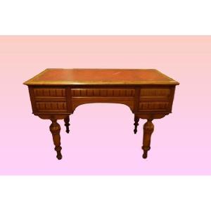 Austrian Writing Desk From The Second Half Of The 1800s, Louis XVI Style, In Walnut Wood