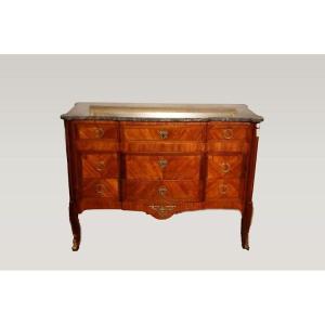 French Chest Of Drawers From The Mid-1800s, Transition Style, In Mahogany And Rosewood
