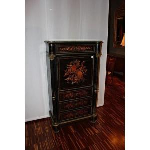 French Secretary From The Second Half Of The 19th Century, Napoleon III Style, In Mahogany