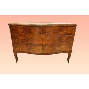 Venetian Chest Of Drawers From The First Half Of The 1700s, Louis XV Style, In Walnut And Heath