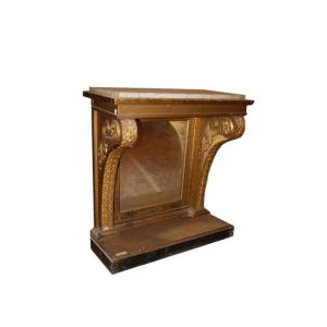 Northern European Console From The First Half Of The 1800s, Biedermeier Style, In Gilded Wood