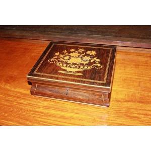 Small French Box From The Mid-1800s, Carlo X Style, In Rosewood