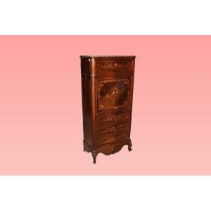 Beautiful French Secretaire From The First Half Of The 1800s, Transition Style, In Elegant 