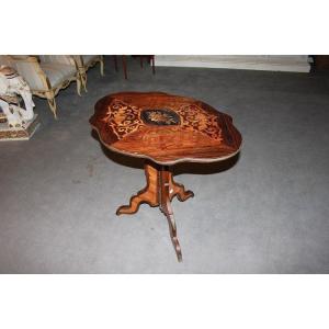 French Sail-shaped Table From The Second Half Of The 19th Century, Louis XV Style, In Rosewood 