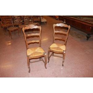Group Of 18 French Chairs From The Late 1800s, Provençal Style, Made Of Walnut Wood