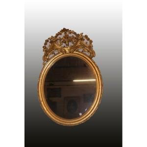 Miroir Ovale De Style Louis XV Avec Une Belle Cimaise Datant Du 1800