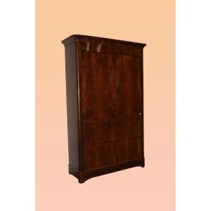 French Wardrobe From The First Half Of The 1800s, Empire Style, In Mahogany Veneer And Feathere