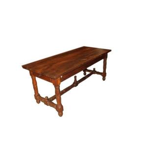 French Rustic Table From The Second Half Of The 1800s In Walnut Wood