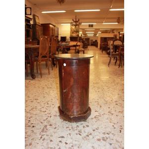 Small French Cylinder Side Table From The Mid-1800s, Directoire Style, Made Of Mahogany Wood