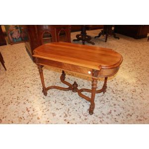 French Living Room Table From The Second Half Of The 1800s, Louis XVI Style, In Walnut Wood