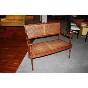 French Louis XVI Sofa With Vienna Straw Seat And Backrest