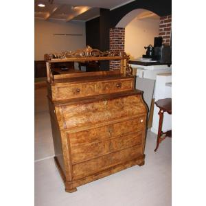 French Walnut Chest Of Drawers With Riser Louis Philippe Style