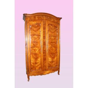French Cabinet From The Late 1700s, Provencal Style, In Walnut And Heather Walnut
