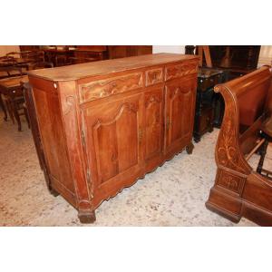 French Provencal 2-door Walnut Sideboard With Drawers From The 1800s