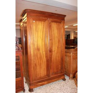 French Walnut Wood 2-door Louis Philippe Style Wardrobe From The 1800s