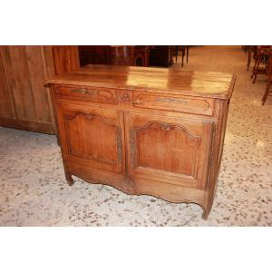 French Provencal Sideboard With 2 Doors And Drawers In Cherry Wood With Carvings