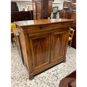 Louis Philippe Style French Sideboard In Walnut Wood, 19th Century With 2 Doors And 2 Drawers