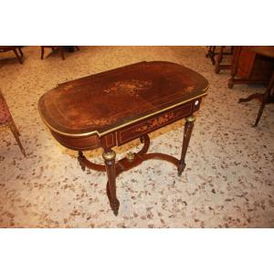 Table Bureau Style Louis XVI En Bois De Palissandre Incrusté