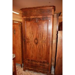 Armoire Penderie à Une Porte Style Louis Philippe En Noyer Et Ronce De Noyer