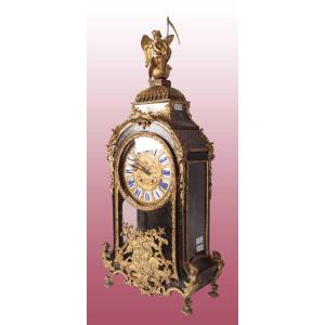 Horloge De Table Française En ébène De Fabrication Boulle De La Fin Des Années 1700