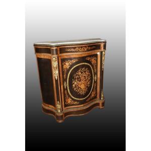 Beautiful Little French Servant From The Mid-1800s, Louis XV Style, In Ebony Wood And Bois De R
