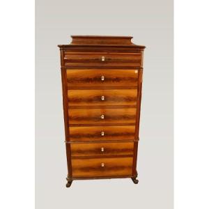 Commode Semainier Biedermeier En Plume De Merisier Blond