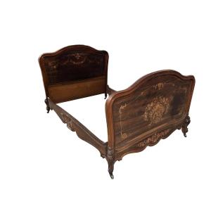 19th Century French Bed – Louis XV Style In Inlaid Rosewood