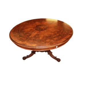 Table Ronde Anglaise Fixe Style Victorien En Noyer – Fin XIXe Siècle