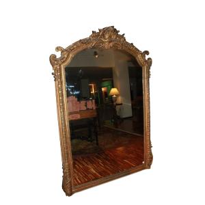 Large 19th Century French Giltwood Mirror – Louis XV Style, Gold Leaf