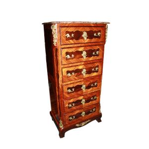 French Napoleon III Style Tallboy With 6 Drawers In Bois De Violette – 19th Century