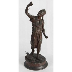Sculpture En Bronze De P.j. Mene Capture De Lièvre Français Des Années 1800