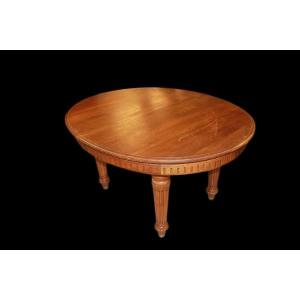 Table Ovale Extensible Française De Style Louis XVI En Bois De Noyer, Fin Du XIXe Siècle