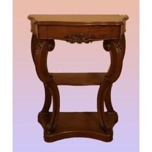 Petite Console De Style Louis-philippe En Bois d'Acajou Du 19e Siècle