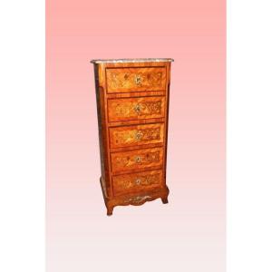 English Writing Desk From The Mid-1800s, Victorian Style, Made Of Rosewood. It Has A Raised Cen