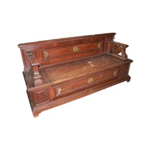 Large Chest With Backrest From Northern Italy, Dating To The Early 19th Century, Made Of Walnut