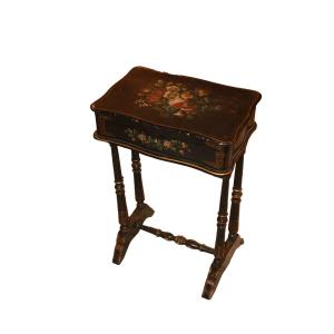 French Vernis Martin Sewing Table – 19th Century Painted Antique Table