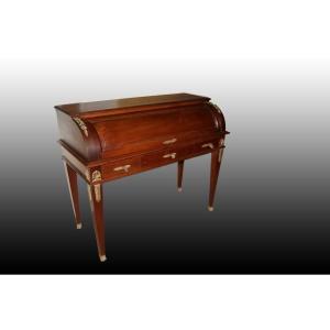 Beautiful And Elegant Mid-1800s French Rolling Desk, Empire Style, In Precious Rosewood