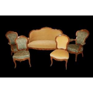 French Living Room From The Second Half Of The 19th Century, Louis XV Style In Rosewood