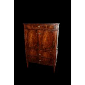 Beautiful French Secretaire From The Late 18th Century In Louis XVI Style, Made Of Flame Walnut