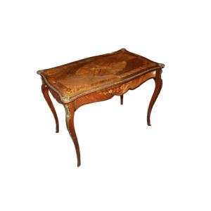 Bureau Français De Style Louis XV Marqueté Avec Bronzes