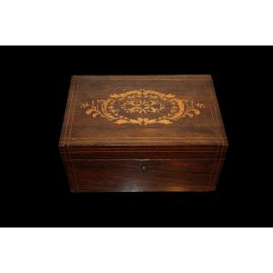 19th Century French Charles X Style Inlaid Rosewood Box