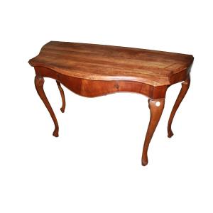 Console Italienne Louis-Philippe en Noyer avec Marqueterie – Milieu XIXe Siècle